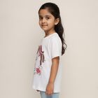 Girls Bright Snow White Cotton Round Neck Casual T-Shirt, White, small image number null