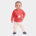 Infants Pink and Cream Cotton Round Neck Hipster Set, गुलाबी, small