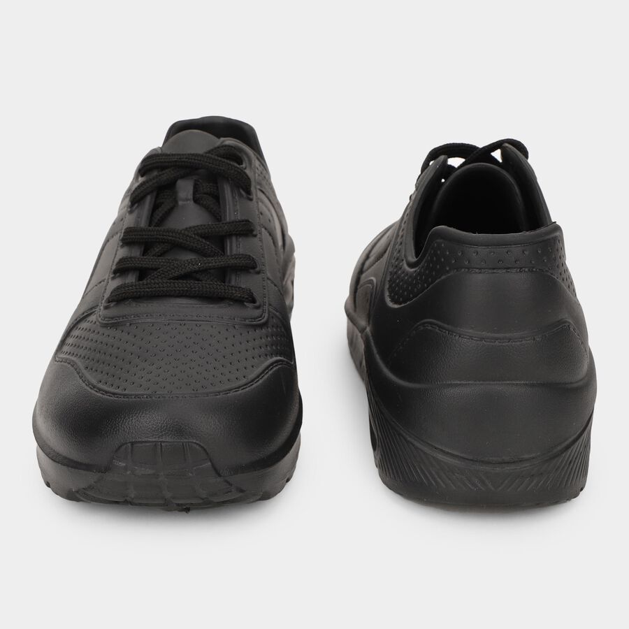 Men's Jet Black Lace-Up Casual Shoes, काला, large