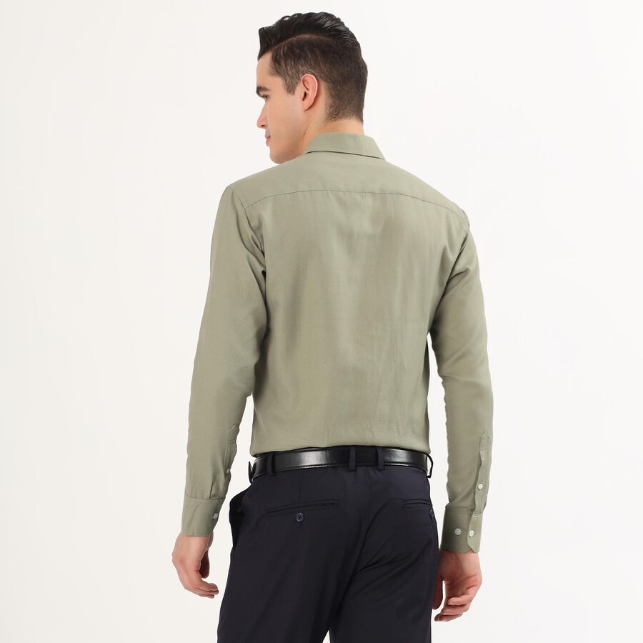 Men's Muted Olive Green Spread Collar Formal Shirt, ओलिव, large