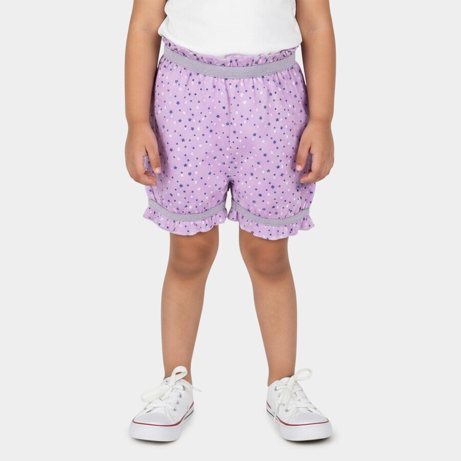 Girls Purple Regular Fit Printed Bloomers, Lilac, large