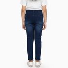 Girls Dark Indigo Slim Fit Embroidered Jeans, मध्यम नीला, small image number null