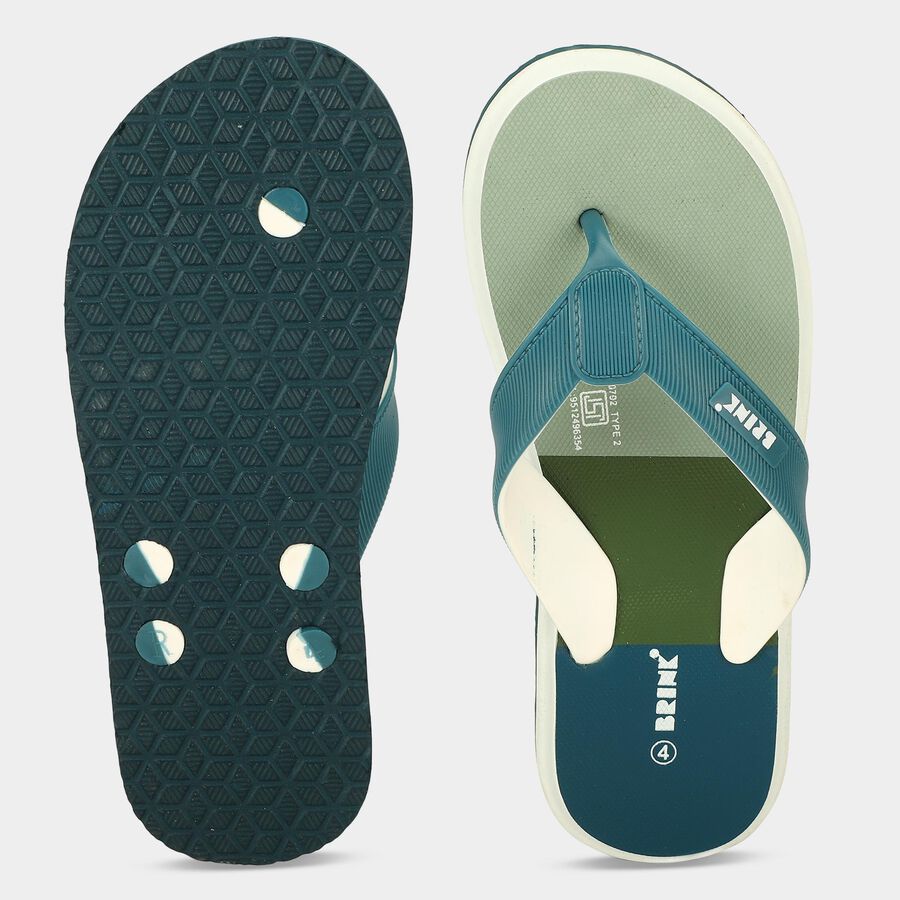Women's Green Toe-Post Flip-Flop Slippers, हरा, large