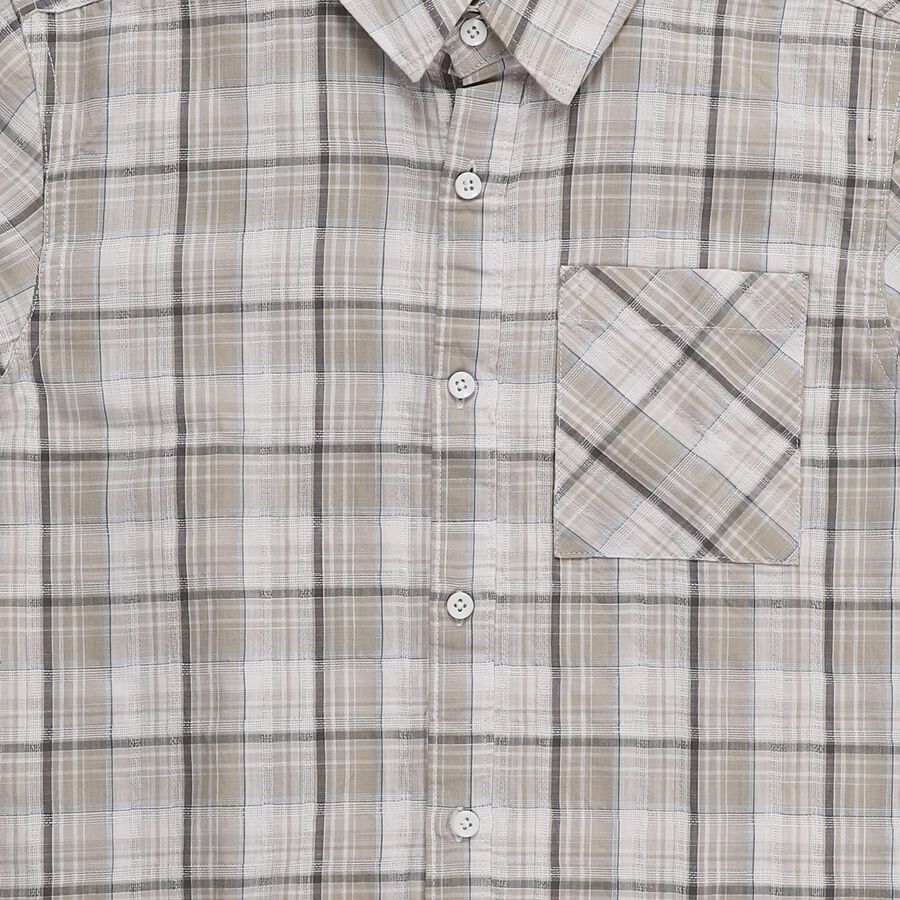 Boys Light Grey Button-Down Casual Shirt, Light Grey, large
