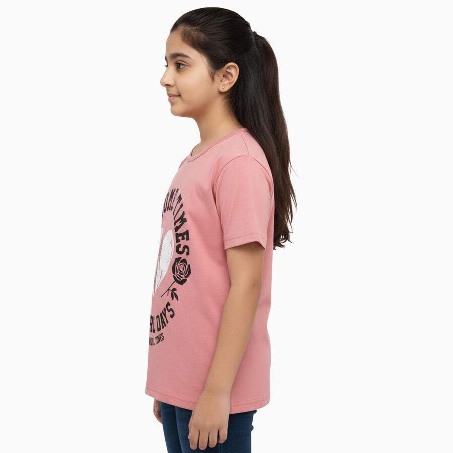 Girls' T-Shirt, गुलाबी, large image number null