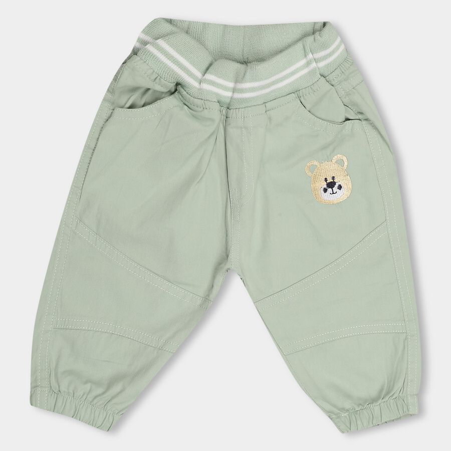 Infants' Light Sage Green Jogger Fit Rib Waist Trouser, Light Green, large image number null
