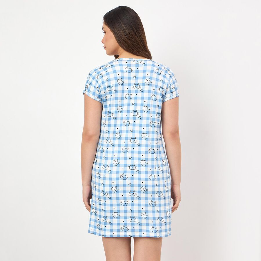 Women's Light Blue V-Neck Minimalist Nighty, Light Blue, large