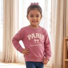 Girls Pink Crew Neck Pullover Sweatshirt, गुलाबी, small