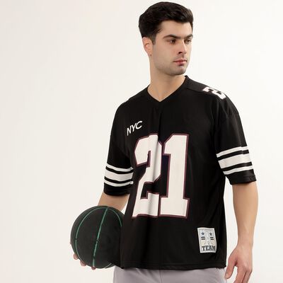 Men's Jet Black V-Neck Athleisure T-Shirt