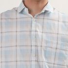 Men's Light Blue Cotton Spread Collar Casual Shirt, Light Blue, small