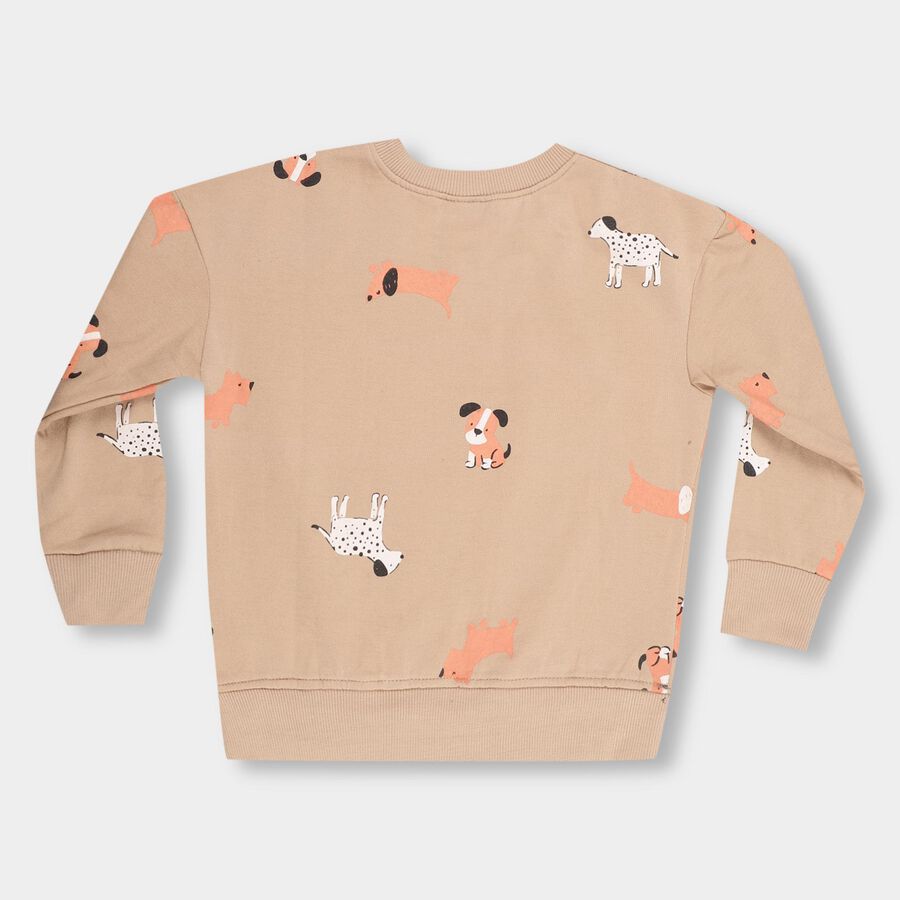 Boys Light Beige Crew Neck Casual Sweatshirt, Beige, large image number null