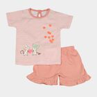 Infants Peach Cotton Shorts Set, Peach, small