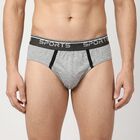 Men's Grey Regular Fit Sports Waistband Briefs, मिश्रित हल्का ग्रे, small
