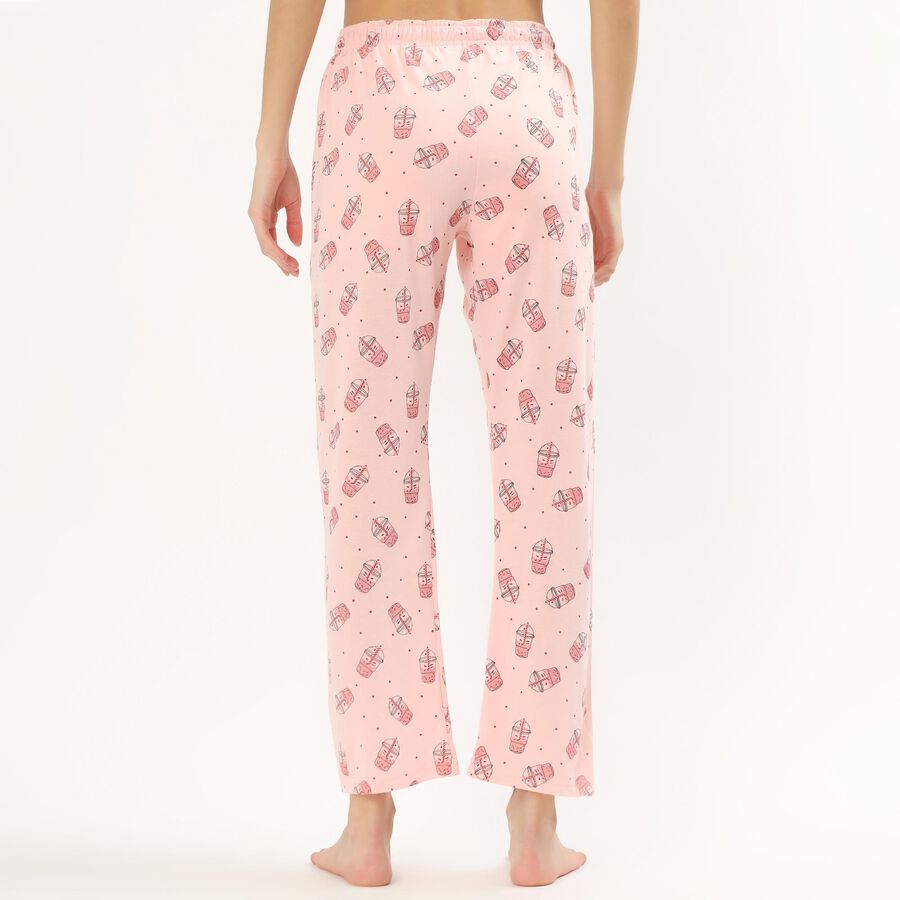 Women's Light Grey Relaxed Fit Cotton Blend Pyjama, हल्का गुलाबी, large