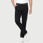 Men's Slim Fit Casual Trousers, नेवी ब्लू, small