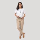 Women's White Cotton Round Neck Crop T-Shirt, सफ़ेद, small