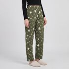 Women's Olive Green Straight Fit Heart and Star Printed Pyjama, Olive, small