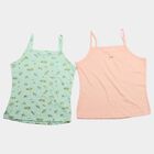 Girls' Mint Green Cotton Round Neck Sleeveless Vest, हल्का हरा, small