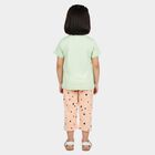 Girls Mint Green Round Neck T-Shirt Set Upper and Bottom Set, Light Green, small