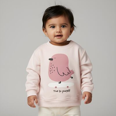 Infants Light Pink Crew Neck Casual Sweatshirt