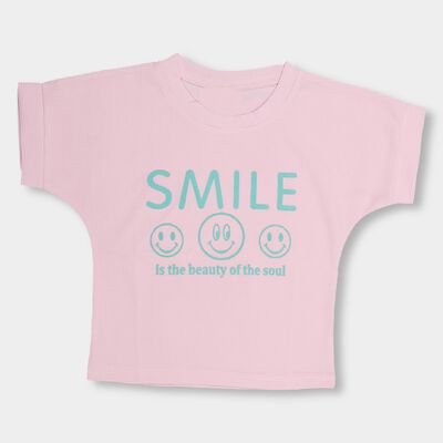 Girls' Light Pink Crew Neck Short Sleeve T-Shirt