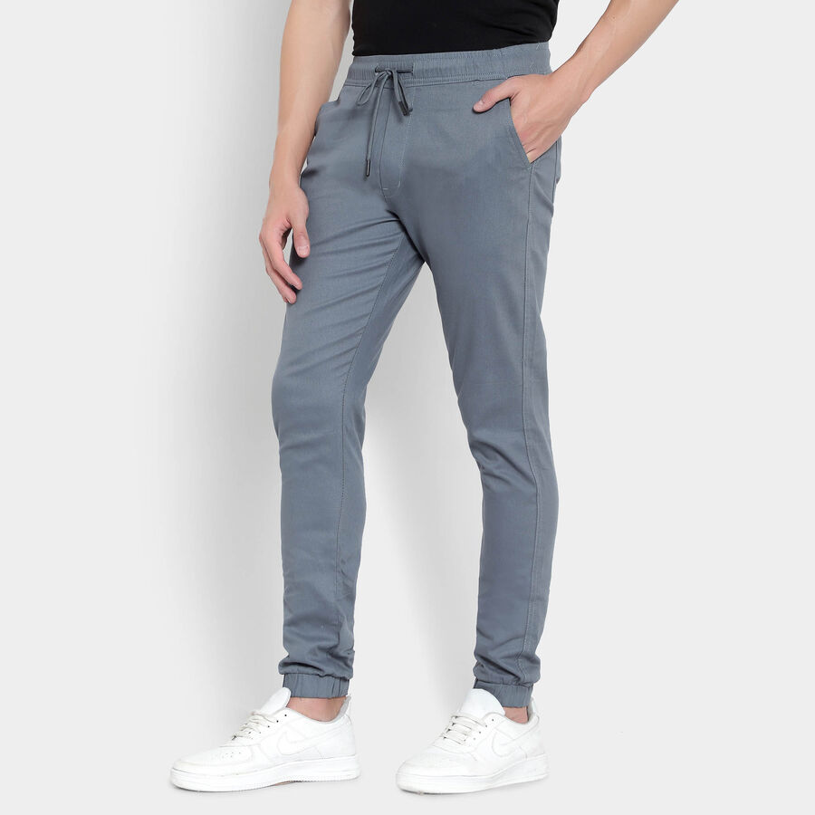 Solid Jogger Casual Trousers, Mid Blue, large image number null