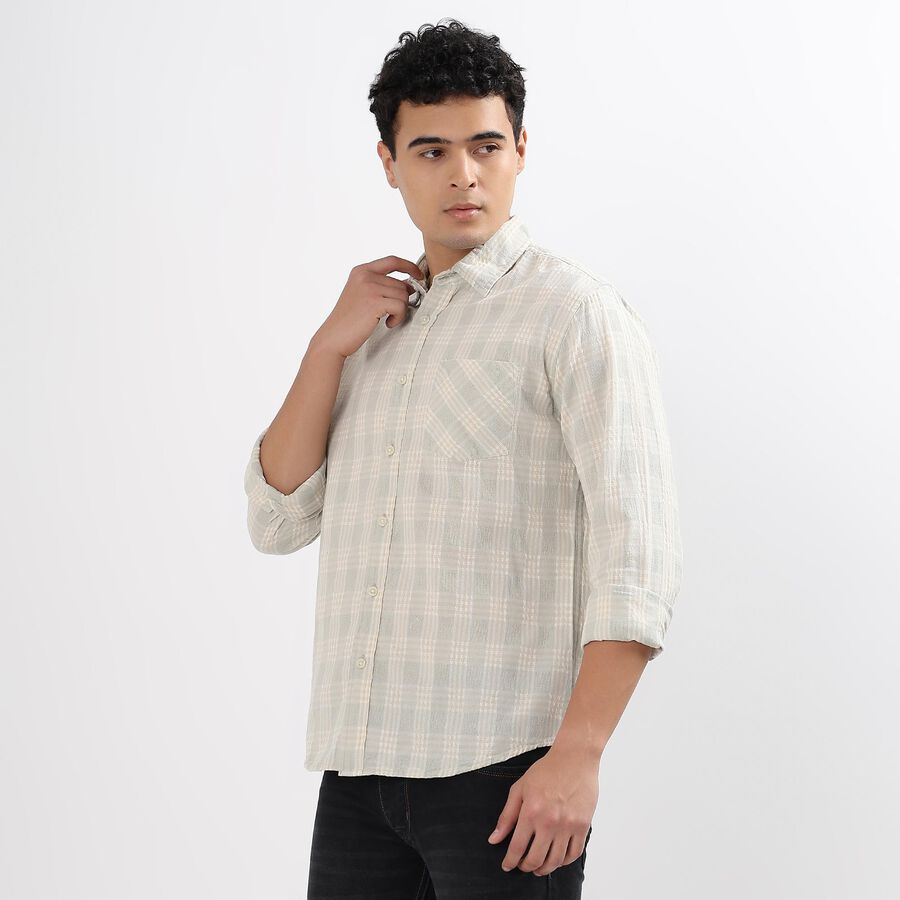 Men's 100% Cotton Casual Shirt, Light Green, large image number null