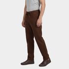 Men's Brown Slim Fit Flat-Front Trousers, भूरा, small