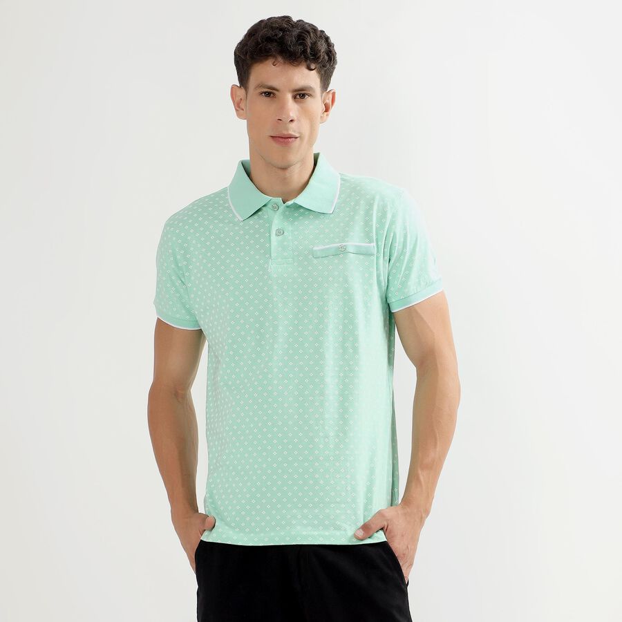 Men's 100% Cotton Collared Half Sleeves T-Shirt, एक्वा, large image number null