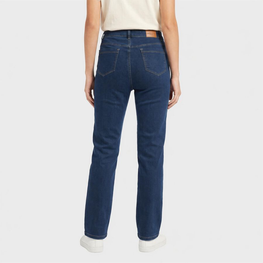 Women's Blue Straight Fit Washed Jeans, Mid Blue, large