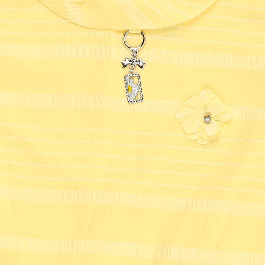 Girls Bright Yellow Round Neck Casual T-Shirt, Yellow, large image number null