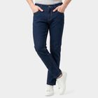 Men's Navy Blue Slim Fit Classic Jeans, गहरा नीला, small