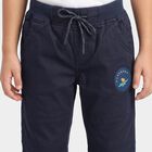 Boys' Navy Blue Logo Patch Jogger Trousers, नेवी ब्लू, small