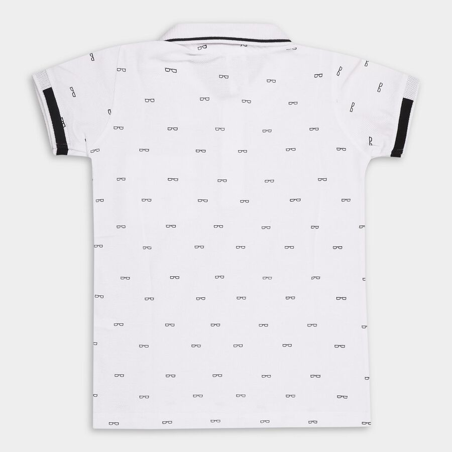 Boys' 100% Cotton Half Sleeves T-Shirt, White, large image number null