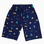 Boys Navy Blue Forest Print Cotton Jamaican Shorts, Navy Blue, small image number null