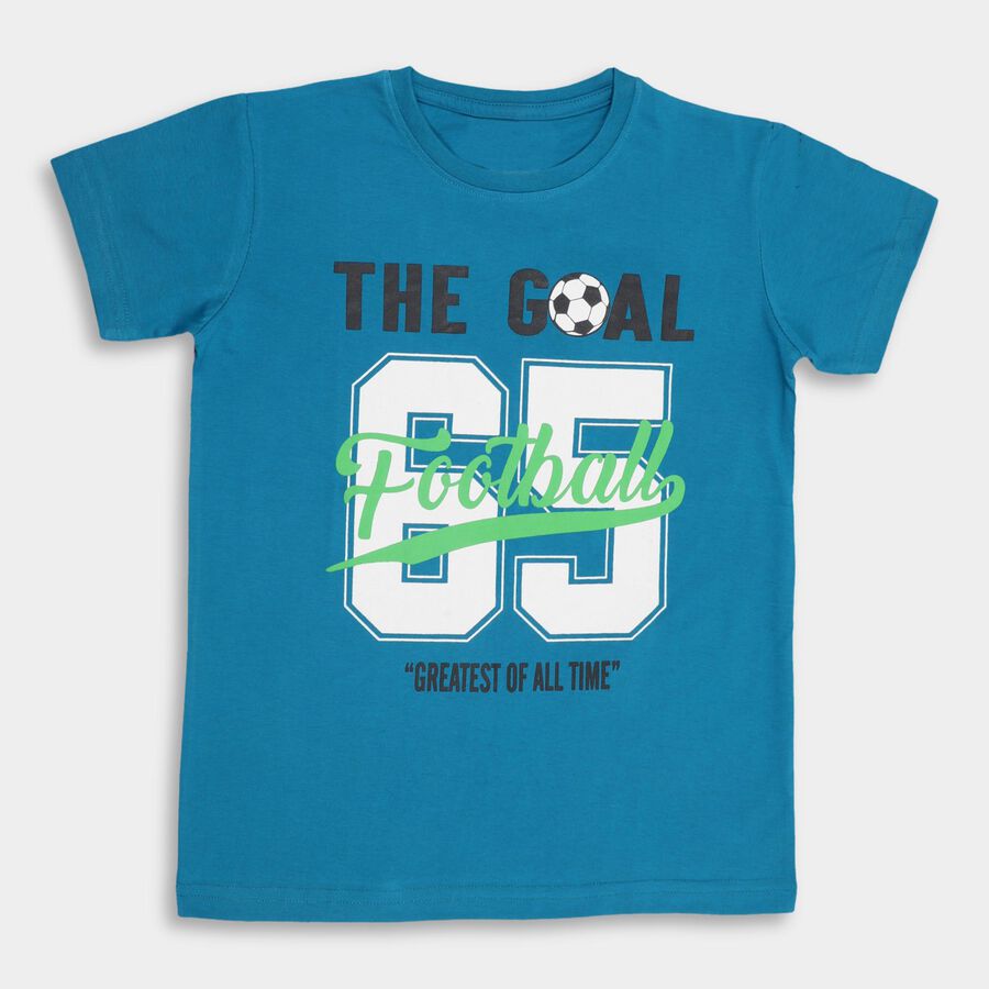 Boys' Half Sleeves T-Shirt , टील ब्लू, large image number null