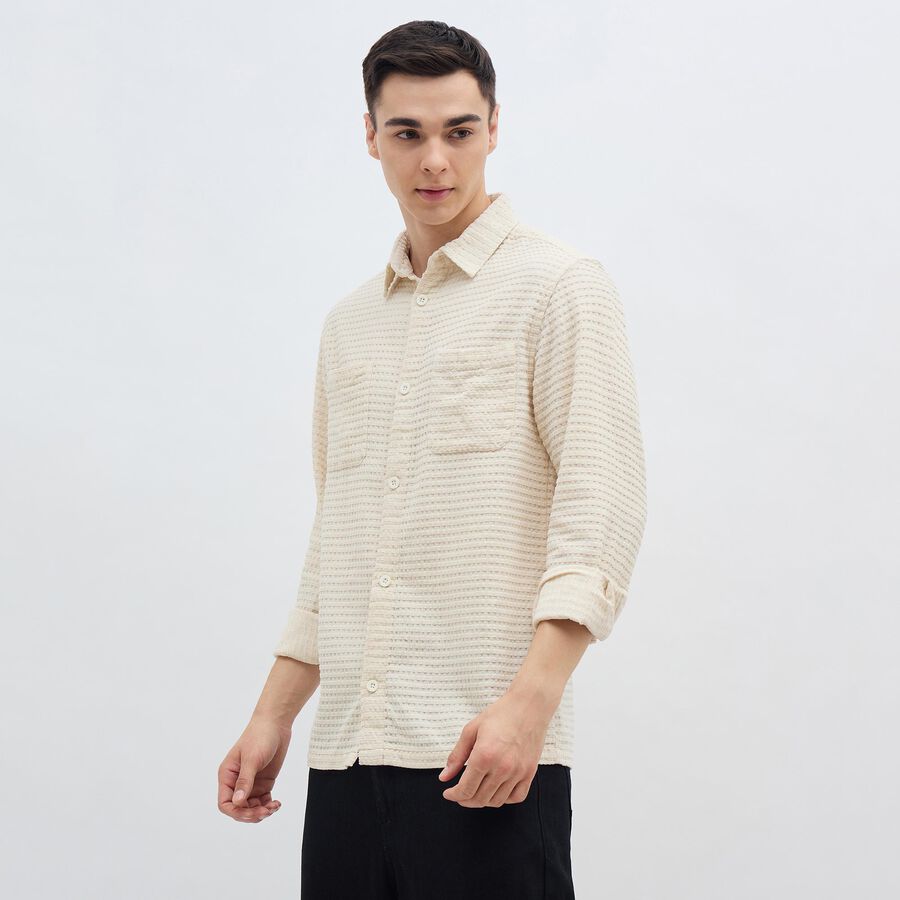 Men's Rich Eggshell White Classic Casual Shirt, Off White, large image number null