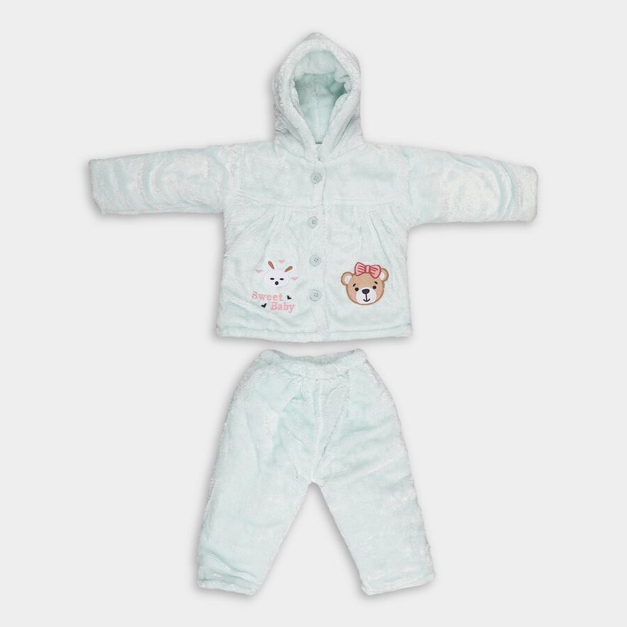 Infants Light Mint Green Hooded Casual Hipster Set, Light Green, large image number null