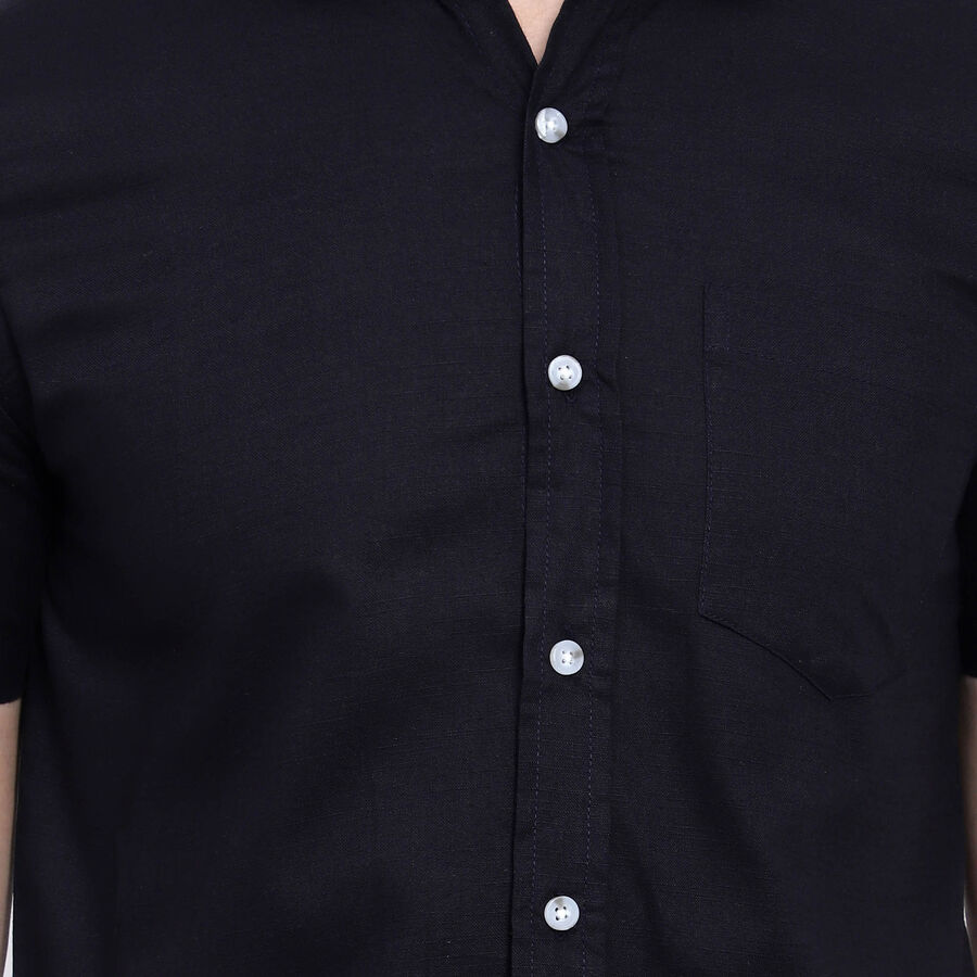 Cotton Solid Casual Shirt, Navy Blue, large image number null