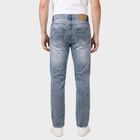 Men's Light Blue Slim Fit Washed Jeans, Light Blue, small