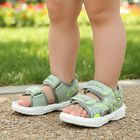 Boys' Green Velcro Strappy Sandals, Green, small