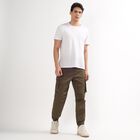 Men's Olive Green Relaxed Fit Cargo Trousers, Olive, small image number null