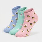 Women's Assorted Ankle Length Printed Pack of 3 Socks, चुनिंदा, small
