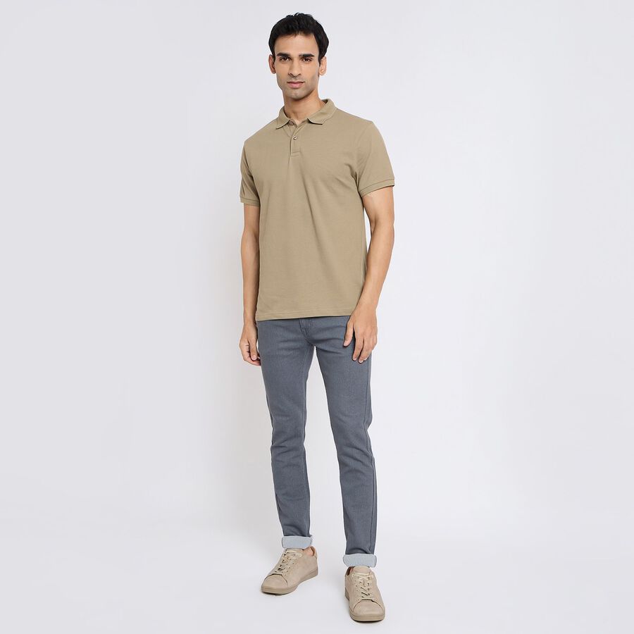 Men's Collared Half Sleeves T-Shirt, खाकी, large image number null