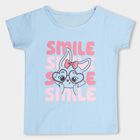 Kids' Light Powder Blue Cotton Blend Round Neck Casual T-Shirt, Light Blue, small image number null