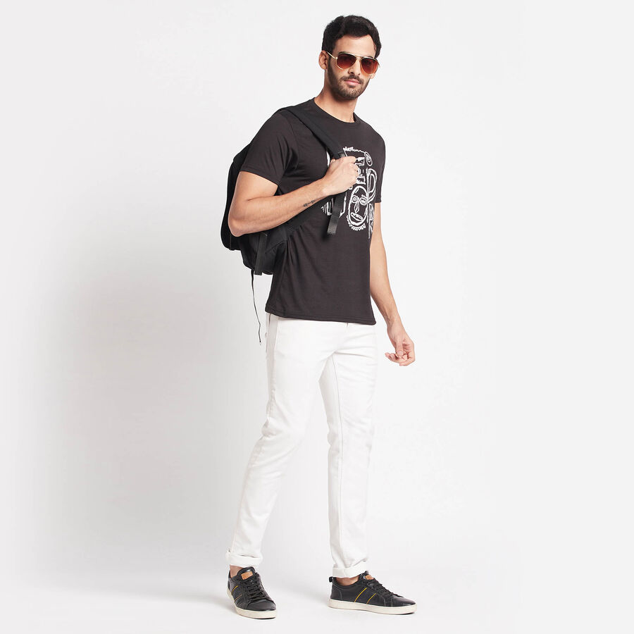 Round Neck T-Shirt, Black, large image number null