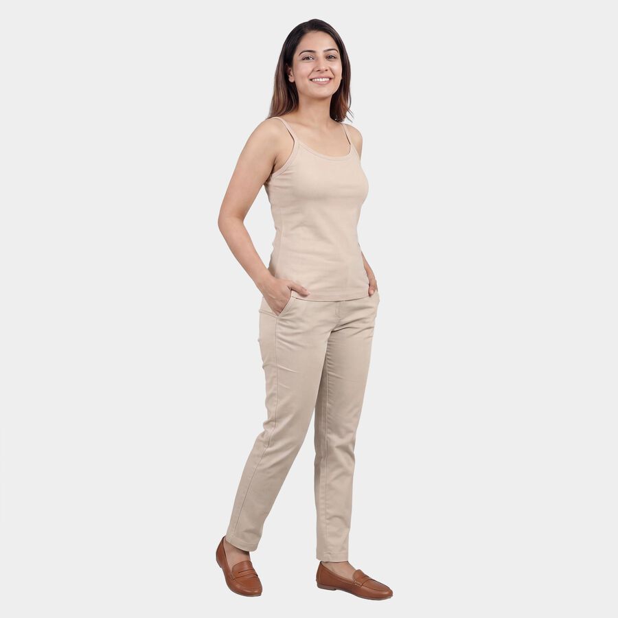 Women's Beige Cotton Scoop Neck Classic Slips, गहरा पीला, large