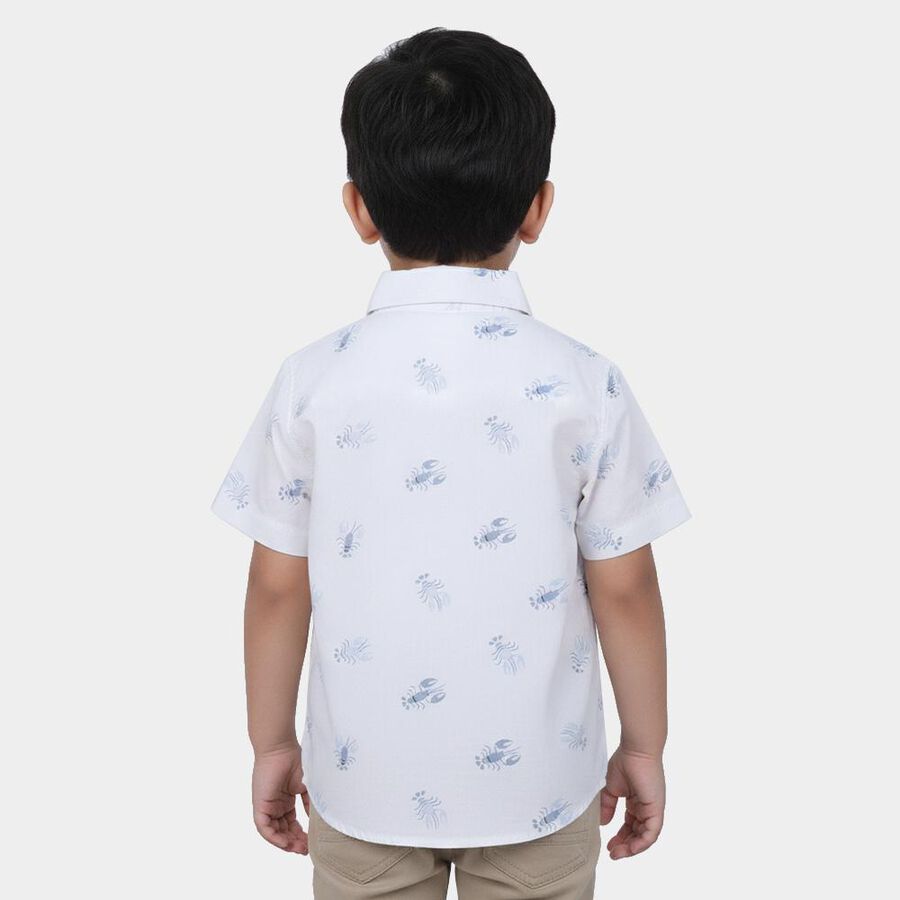 Boys White Cotton Regular Fit Casual Shirt, White, large
