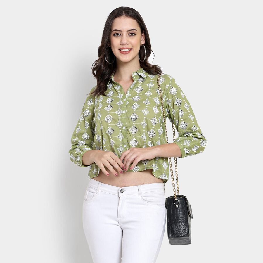 Ladies' 100% Cotton Shirt , Dark Green, large image number null
