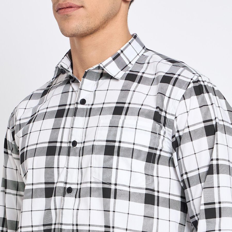 Men's 100% Cotton Casual Shirt , सफ़ेद, large